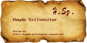 Hayde Szilveszter névjegykártya